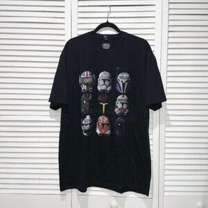 Star Wars Clone Trooper and Mandalorian Helmets Graphic Tee Size XL